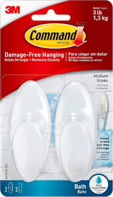 Command Bath Large Towel Hook Value Pack – Child-Friendly Towel Hooks for Kids' Bathroom at Reachable Height