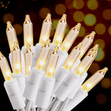 UL Certified Mini Christmas Lights 21ft Clear Incandescent for Kid and Pet Safe Indoor and Outdoor Holiday Decorating, White Wire