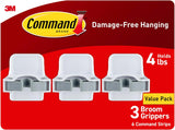 Command Broom and Mop Gripper 3-Pack – Weather-Resistant Mount for Outdoor Shed Organization