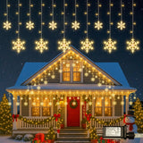 Minimax Snowflake Curtain Lights – Patio and Balcony Ambiance Lighting, IPX4 Waterproof Connectable 4-Strand Set
