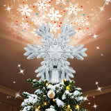 Aurora Glow Child-Safe Snowflake Tree Topper – Flameless LED Projector for Kids Bedroom & Playroom