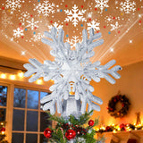 FrostyGlow Christmas Tree Topper – Elegant Bedroom and Living Room Accent, Rotating Silver Snowflake with Ambient Light Projection