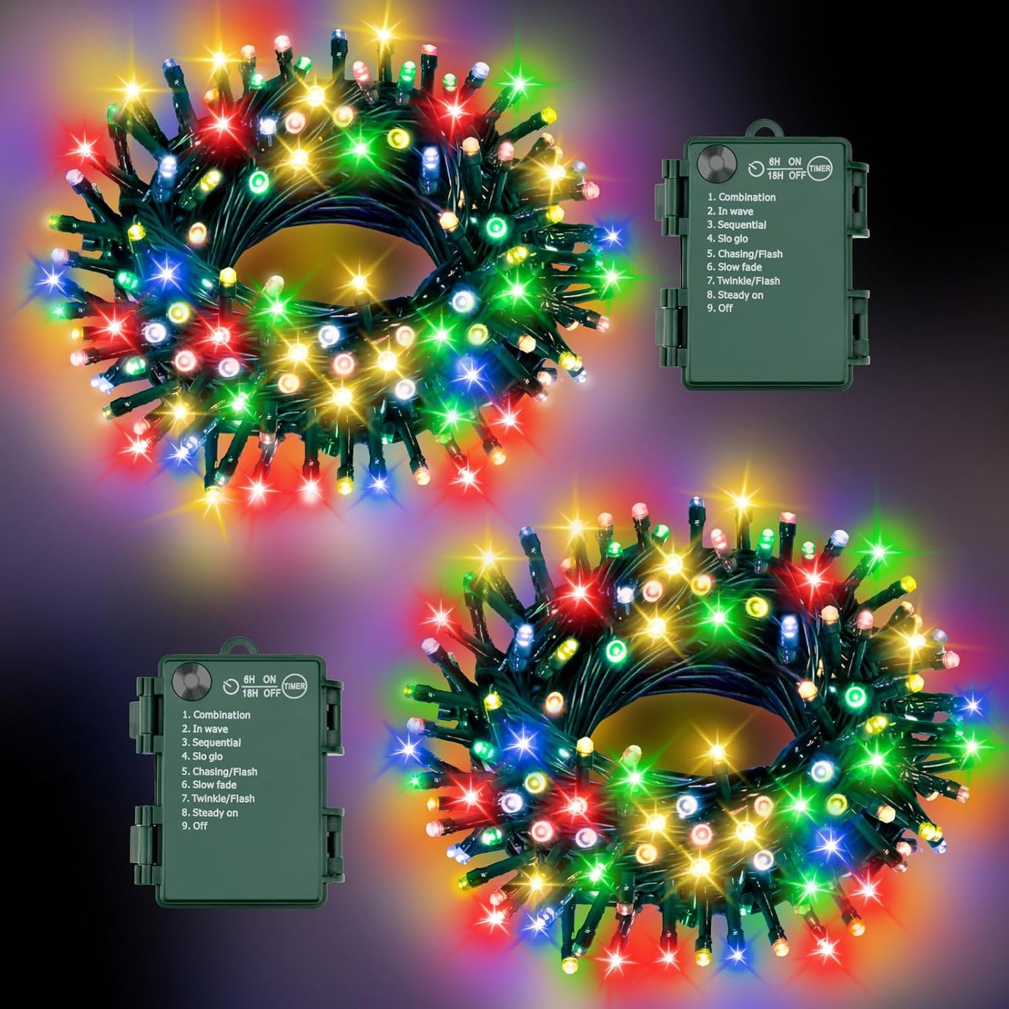 100 led count across 2 strings totaling 32.8 ft (16.4 ft per string)