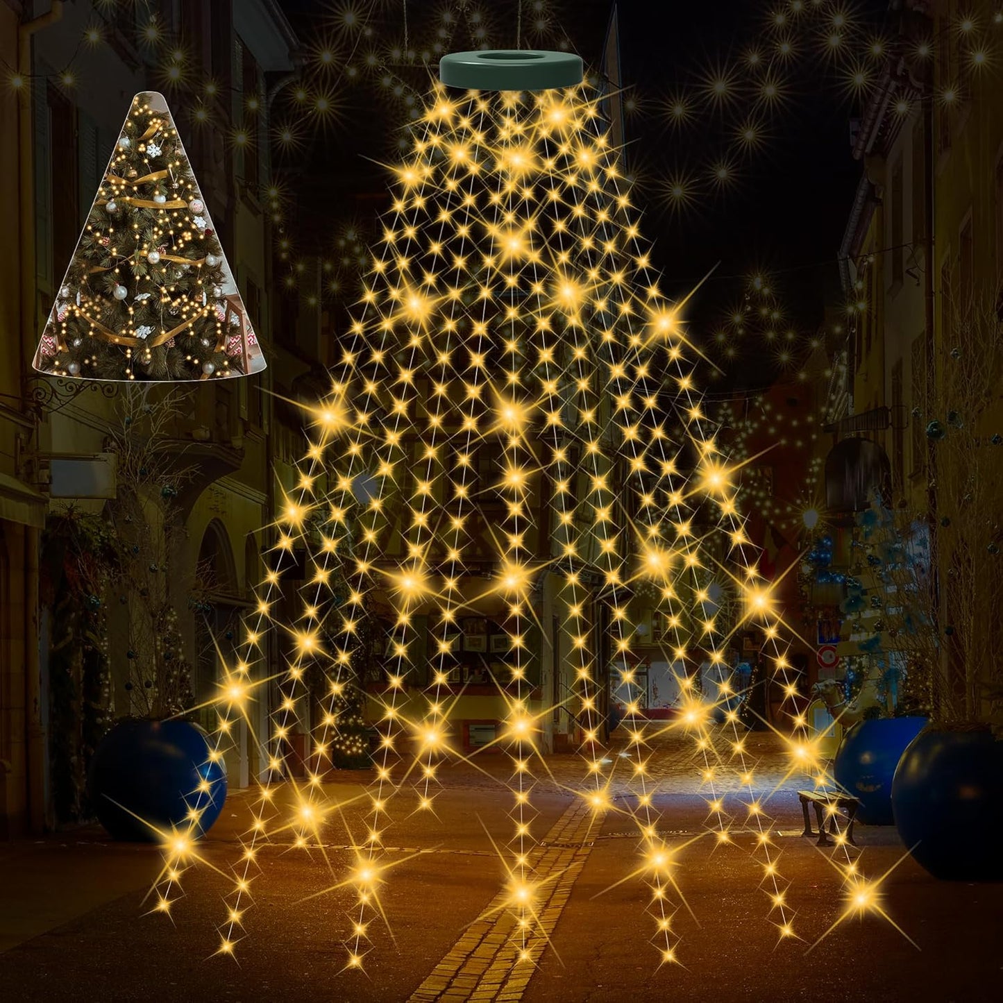 400 led bulbs across 16 hanging string lines covering 8.2ft