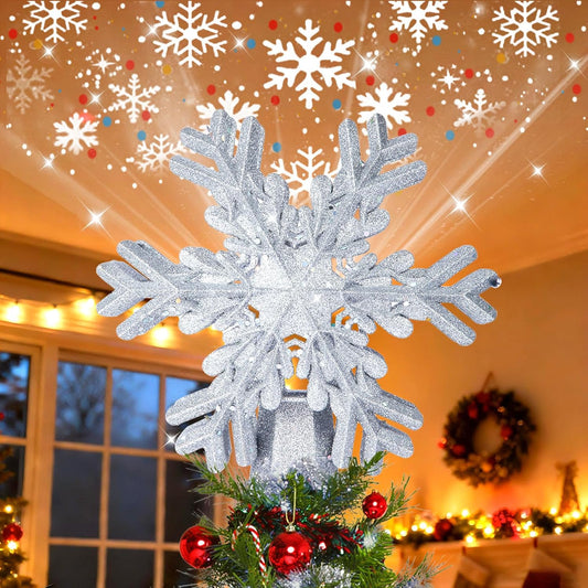 8.66-inch 3d hollow silver snowflake design with glitter finish