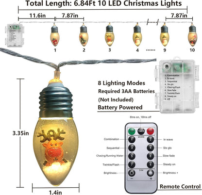 Aomike Christmas Snow Globe String Lights – Whimsical Holiday Gift for Mom and Grandma, 10 LED Fairy Lights with Remote Timer