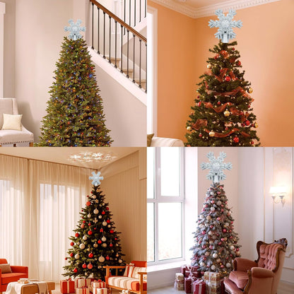 Aurora Glow Child-Safe Snowflake Tree Topper – Flameless LED Projector for Kids Bedroom & Playroom