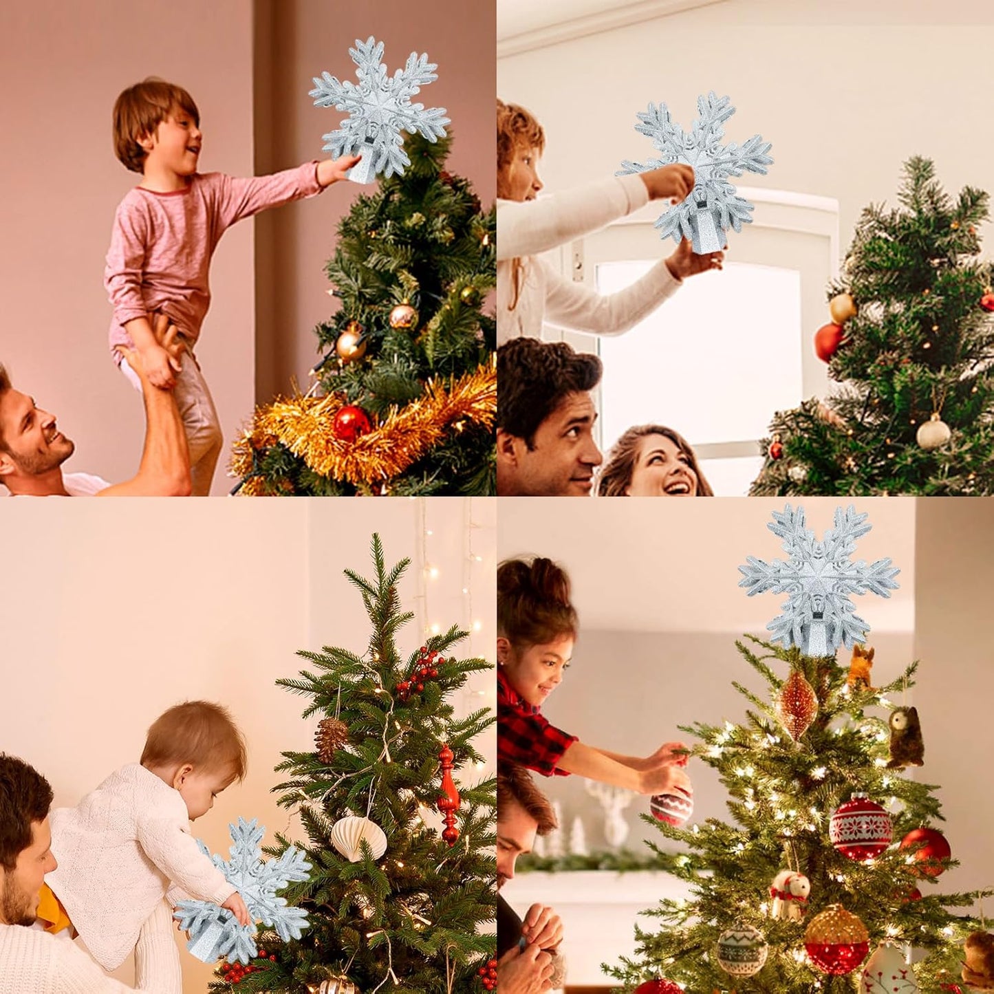 Aurora Glow Child-Safe Snowflake Tree Topper – Flameless LED Projector for Kids Bedroom & Playroom