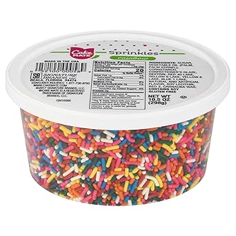 Cake Mate Rainbow Sprinkles – Family Baking Essential for Kids' Birthday Cakes, School Bake Sales, and Sensory Play Activities, 10.5 oz Tub