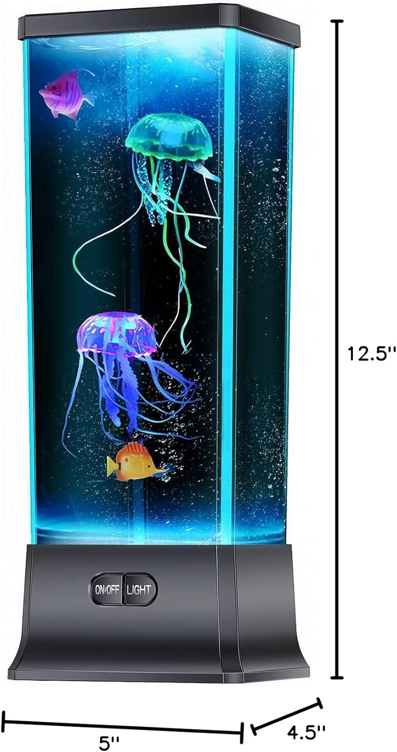 CALOVER Jellyfish Lamp – Safe Night Light for Kids Bedroom, No Flame Auto Shut-Off for Peace of Mind