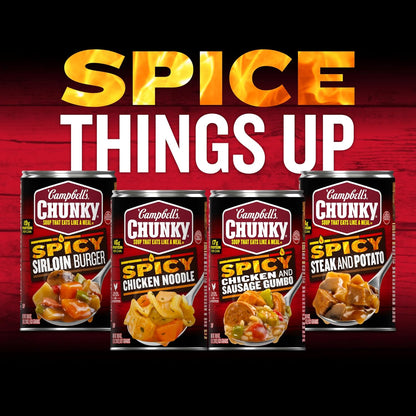 Campbell's Chunky Spicy Sausage Mac Soup, 18.8 oz Can – Single-Can Pantry Staple for Clutter-Free Apartment Kitchens