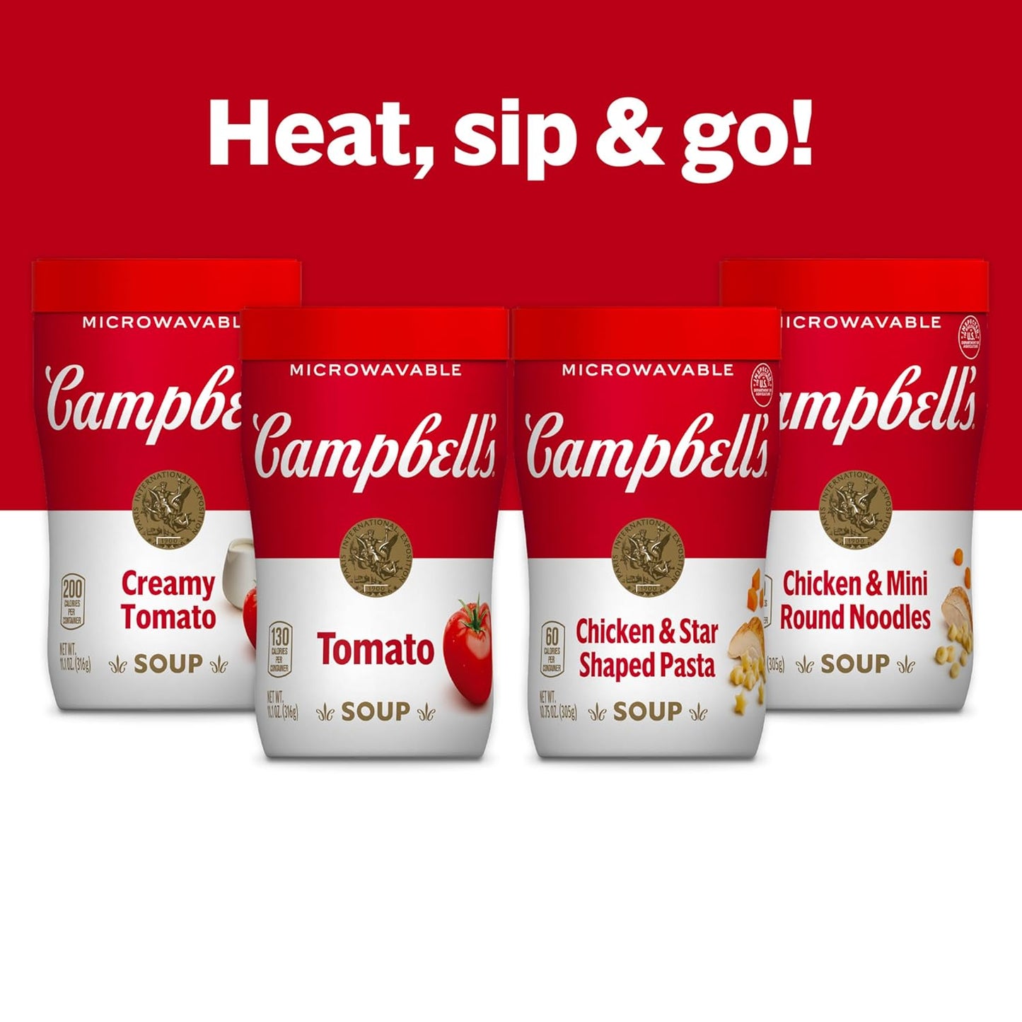 Campbell's Sipping Soup Creamy Tomato – Single-Serve Microwave Cup for Studio Apartments and Dorm Rooms