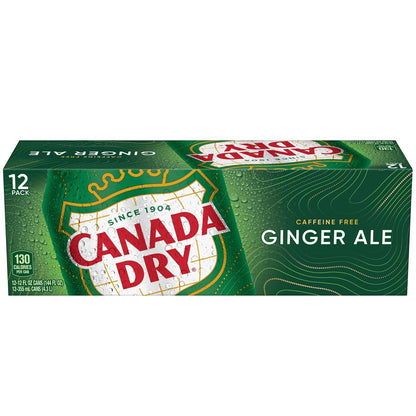 Canada Dry Ginger Ale Soda – Kid-Friendly Lunchbox Drink, Caffeine-Free 12 fl oz Cans 12 Pack