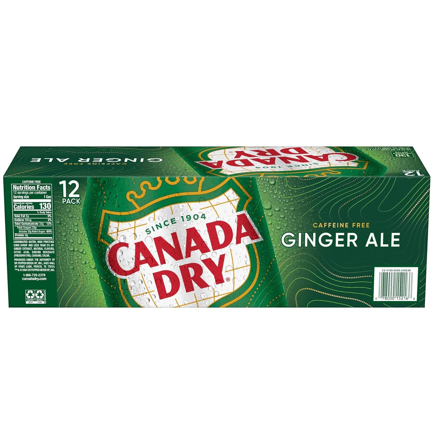Canada Dry Ginger Ale Soda – Kid-Friendly Lunchbox Drink, Caffeine-Free 12 fl oz Cans 12 Pack