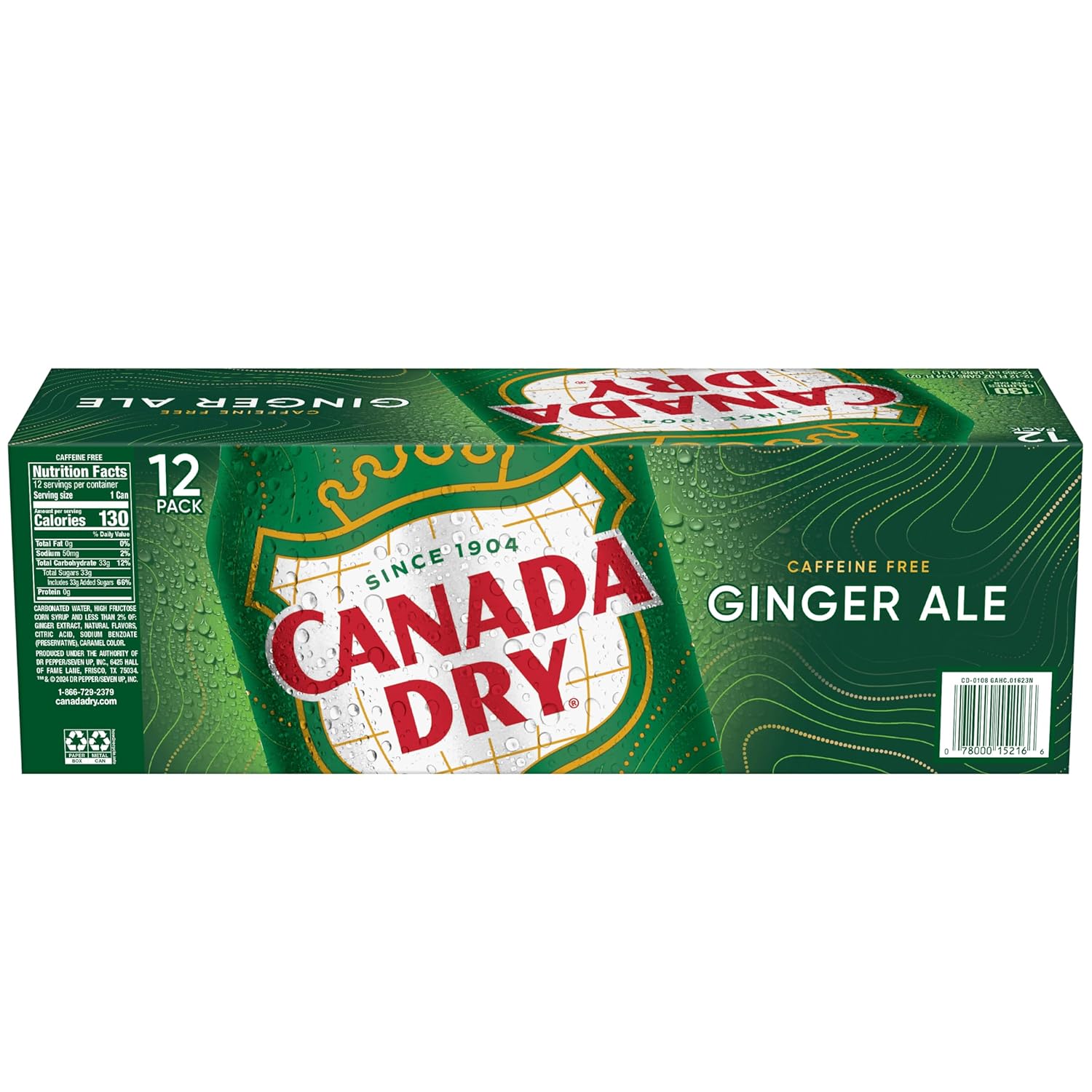 Canada Dry Ginger Ale Soda – Kid-Friendly Lunchbox Drink, Caffeine-Free 12 fl oz Cans 12 Pack
