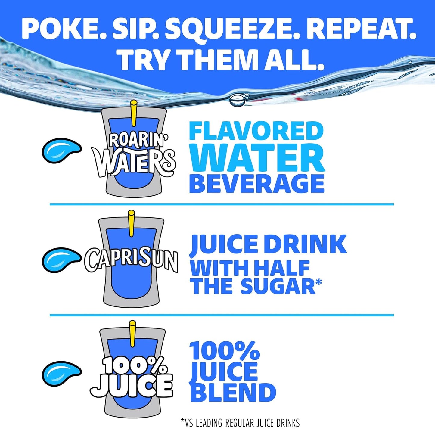 Capri Sun Roarin' Waters Tropical Punch – Classroom Party Snack Share Pack, 40 ct