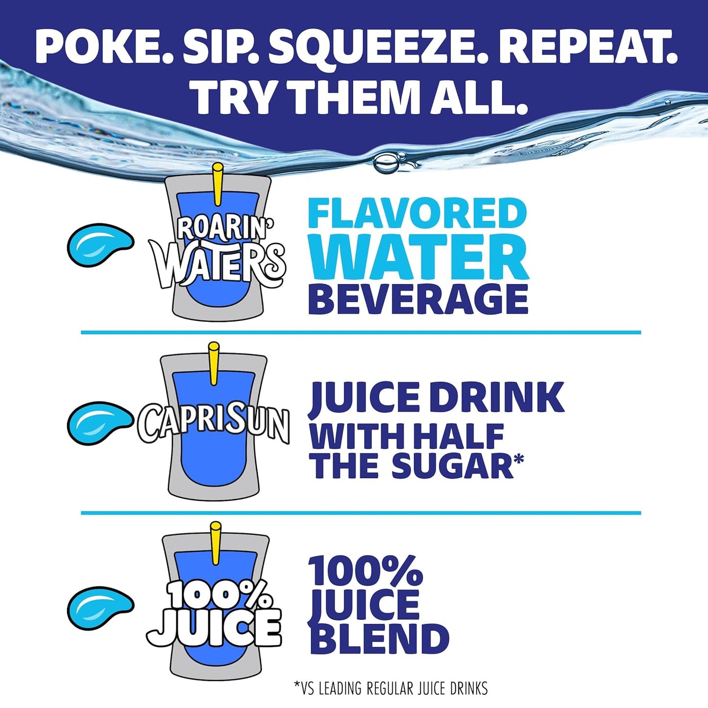 Capri Sun Roarin' Waters Variety Pack – Portable Hydration for Picnics, Field Trips and Park Days, 30 ct Box