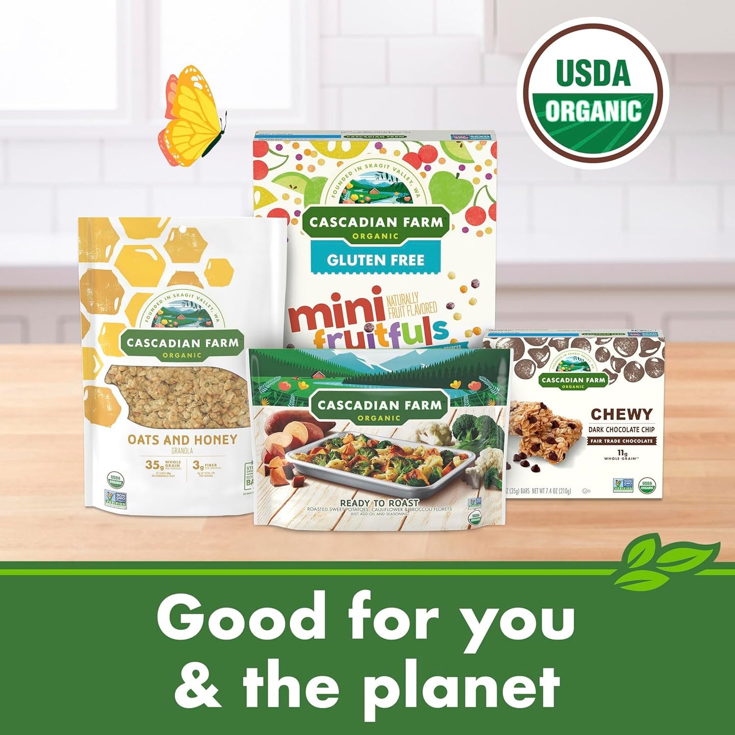 Cascadian Farm Organic Granola with No Added Sugar, Blueberry Vanilla Travel Snack for Hiking Packs and Road Trip Cup Holders