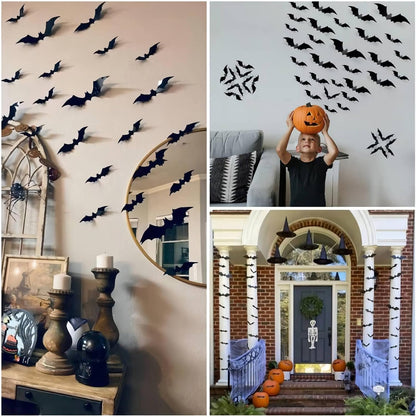 CESOF Halloween Bat Wall Decor Gift – 70-Piece 3D PVC Reusable Set for Friends, Neighbors & Seasonal Decor Lovers