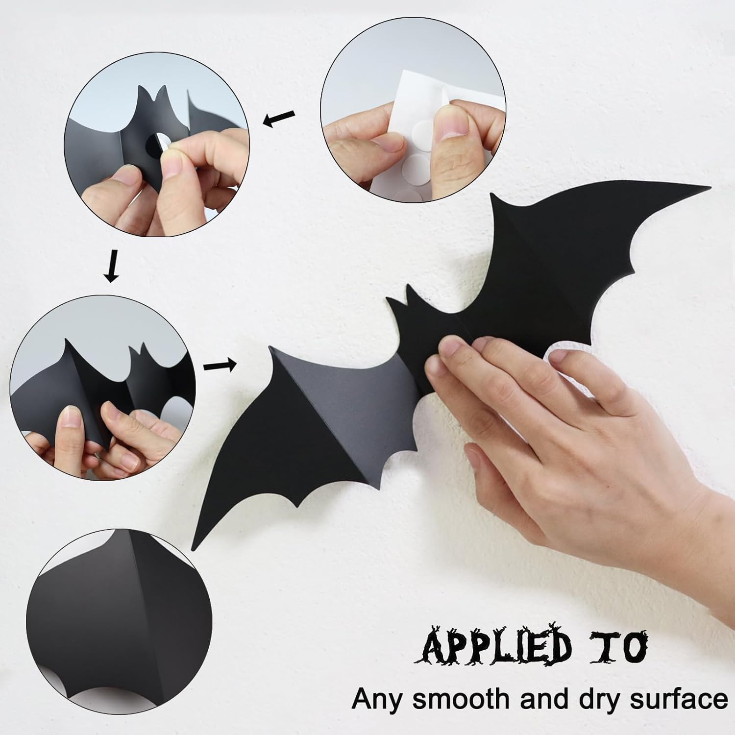 CESOF Halloween Bat Wall Decor Gift – 70-Piece 3D PVC Reusable Set for Friends, Neighbors & Seasonal Decor Lovers