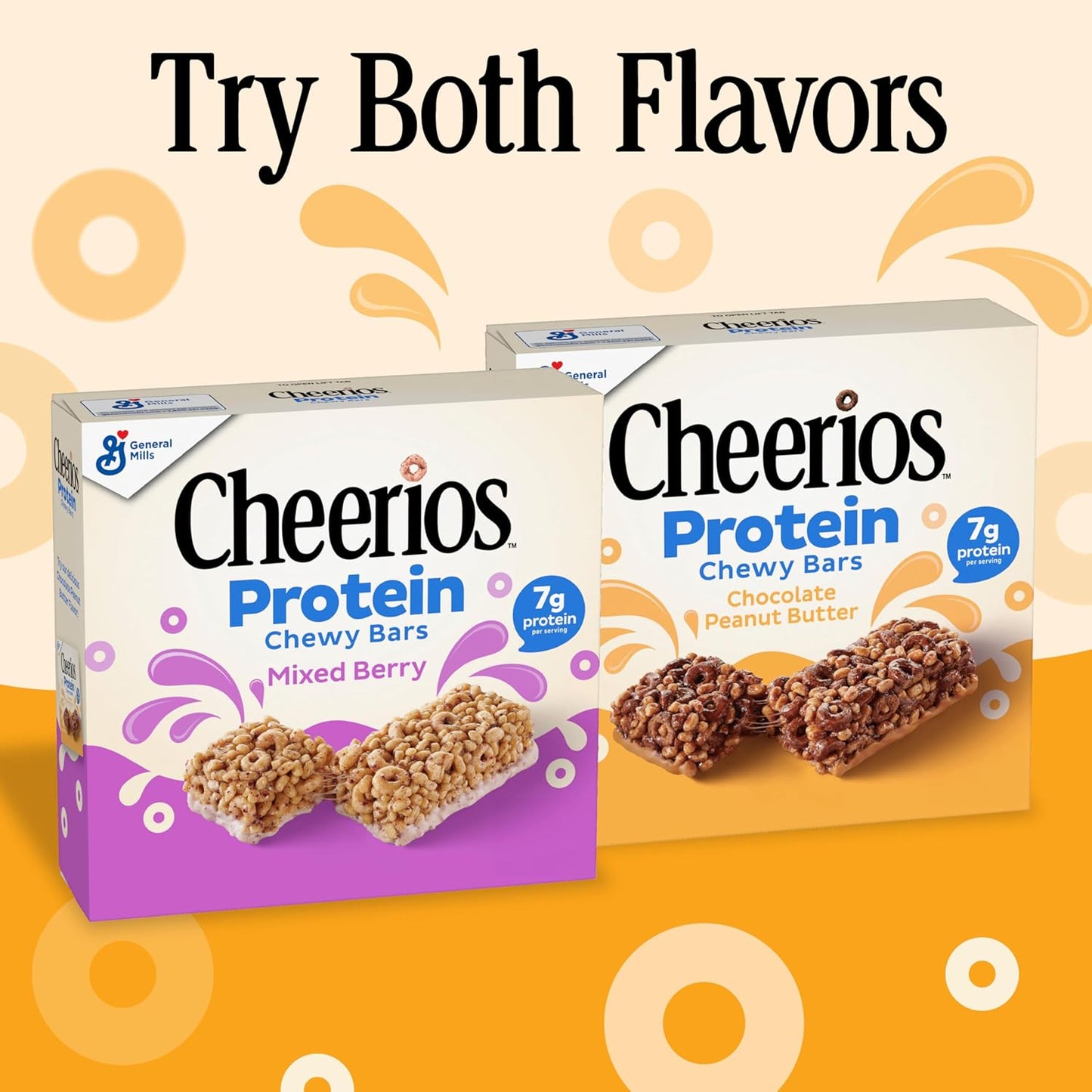 Cheerios Protein Chewy Bars Office Desk Drawer Snack for Busy Workdays Chocolate Peanut Butter 5 Ct