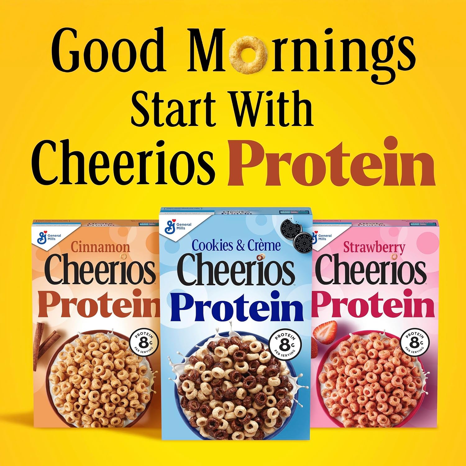 Cheerios Protein Strawberry Cereal – Quick 8g Protein Breakfast for Busy Work-from-Home Mornings, 15 oz Family Size