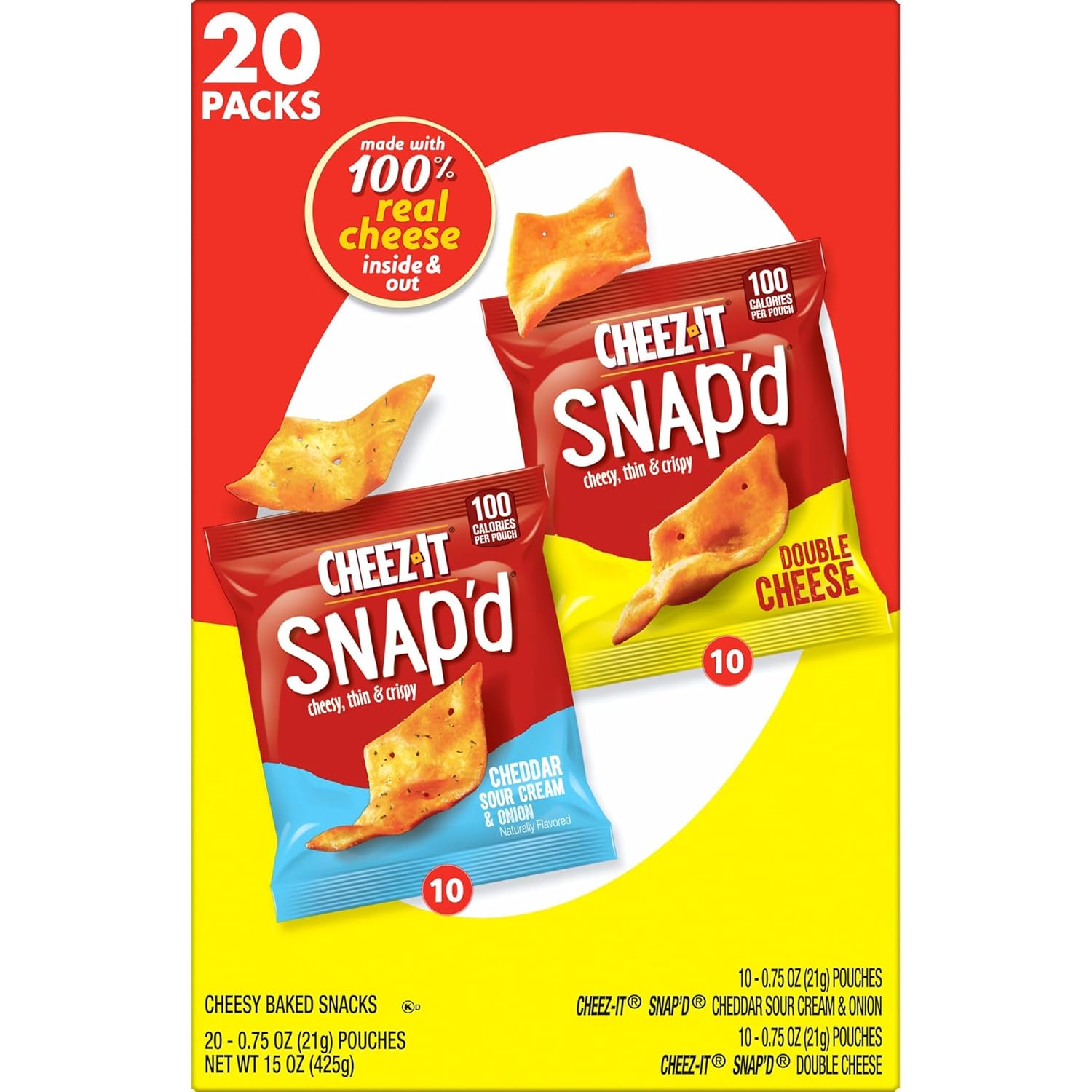 Cheez-It Snap'd Office Desk Snacks, Portion-Controlled Cheese Crisps for Work