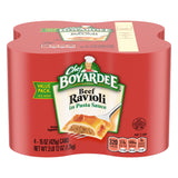 Chef Boyardee Beef Ravioli 4-Pack – No-Refrigeration Camping Cooler Dinner with Easy-Open Pop-Top Lid