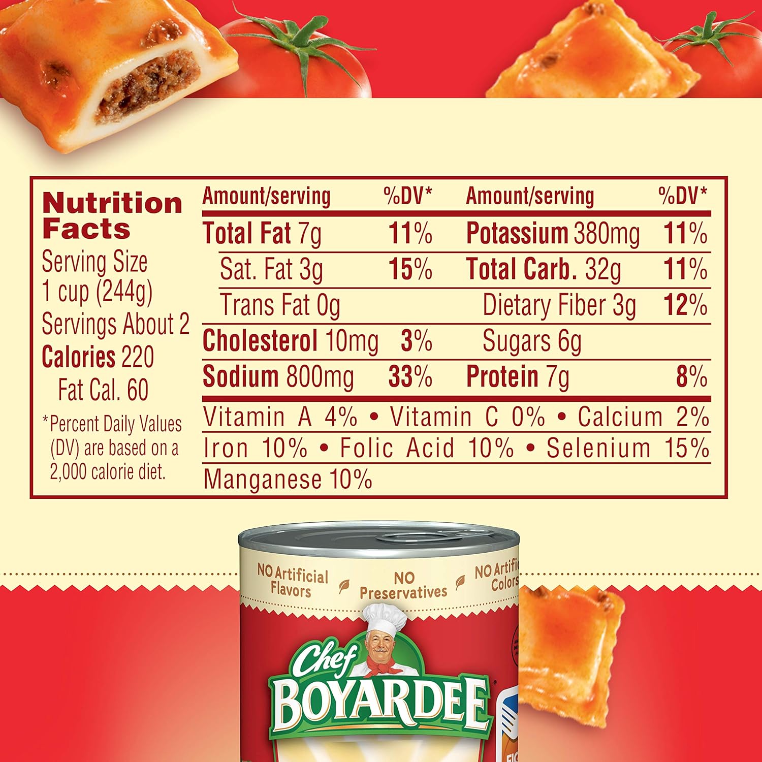 Chef Boyardee Mini Beef Ravioli, Simple Pantry Staple with No Artificial Additives, 15 oz Can