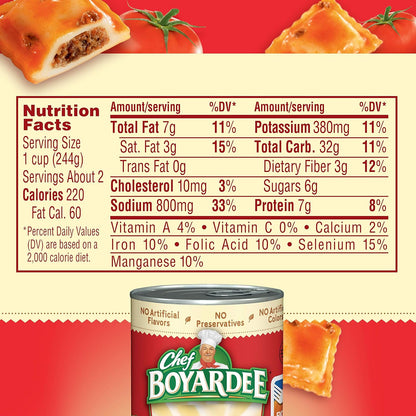 Chef Boyardee Mini Beef Ravioli, Simple Pantry Staple with No Artificial Additives, 15 oz Can