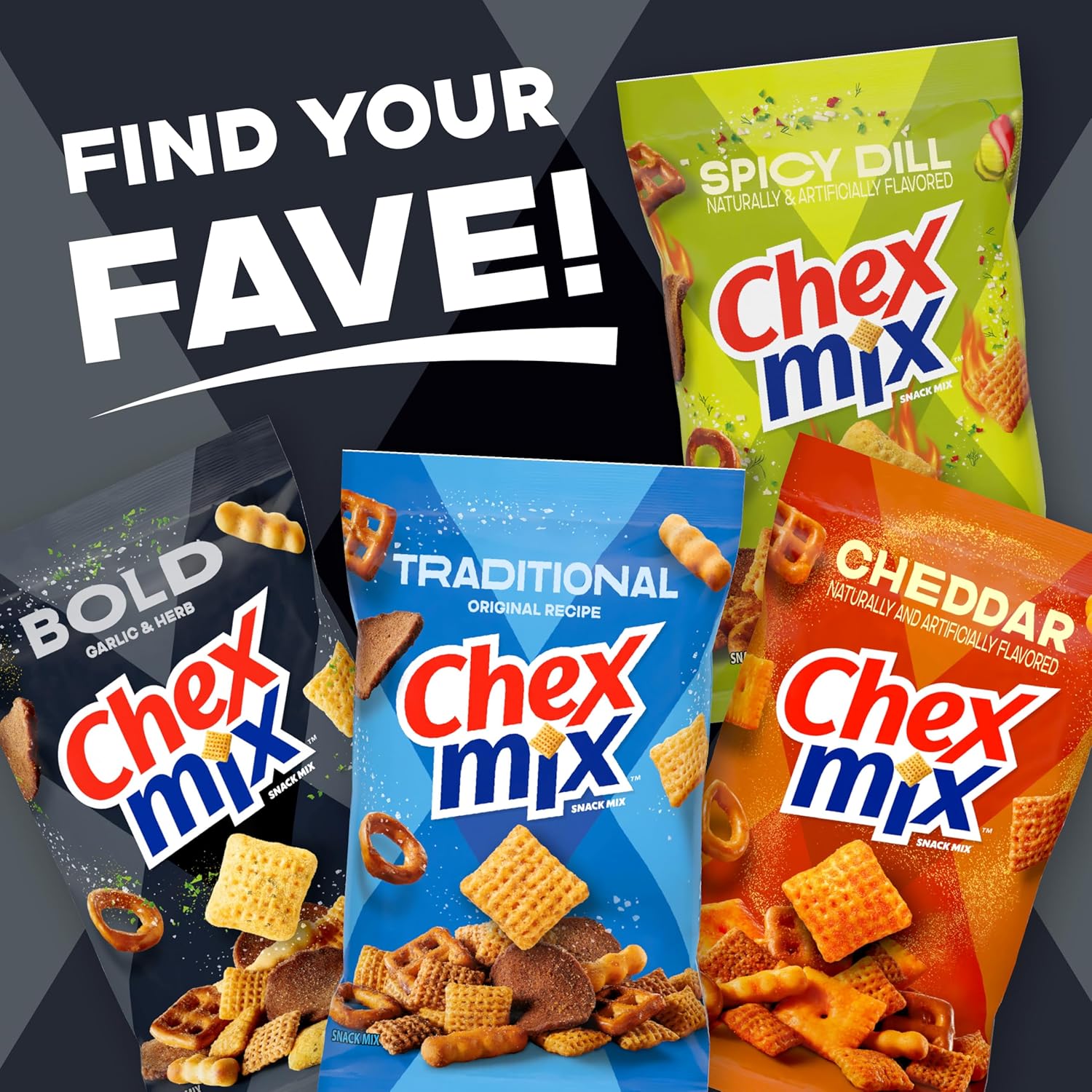 Chex Mix Bold Garlic and Herb Snack Mix – Savory Hostess Gift for Holiday Parties and Housewarmings, 13.5 oz