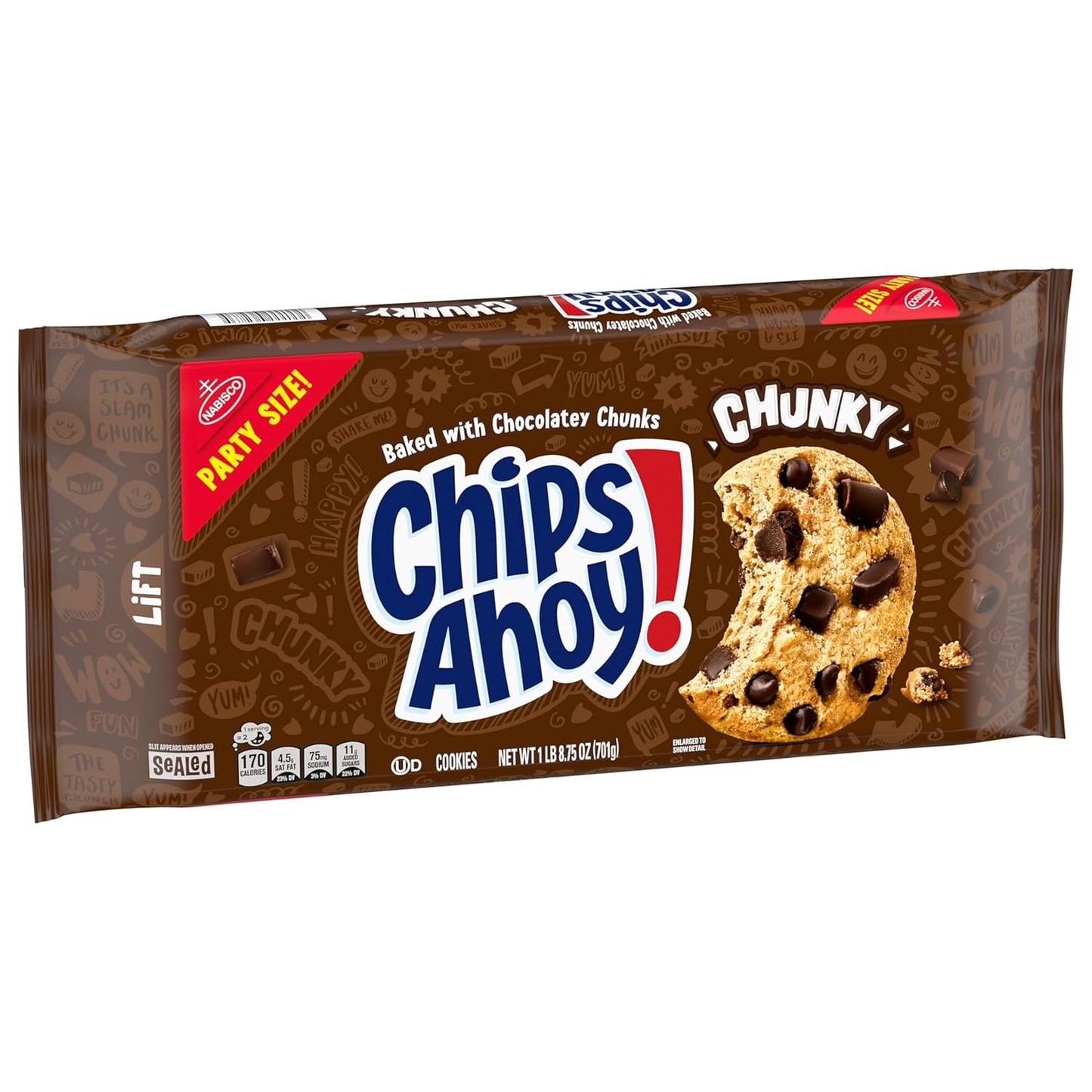 CHIPS AHOY! Chunky Chocolate Chip Cookies Party Size – Office Break Room Snack for Team Meetings, 24.75 oz