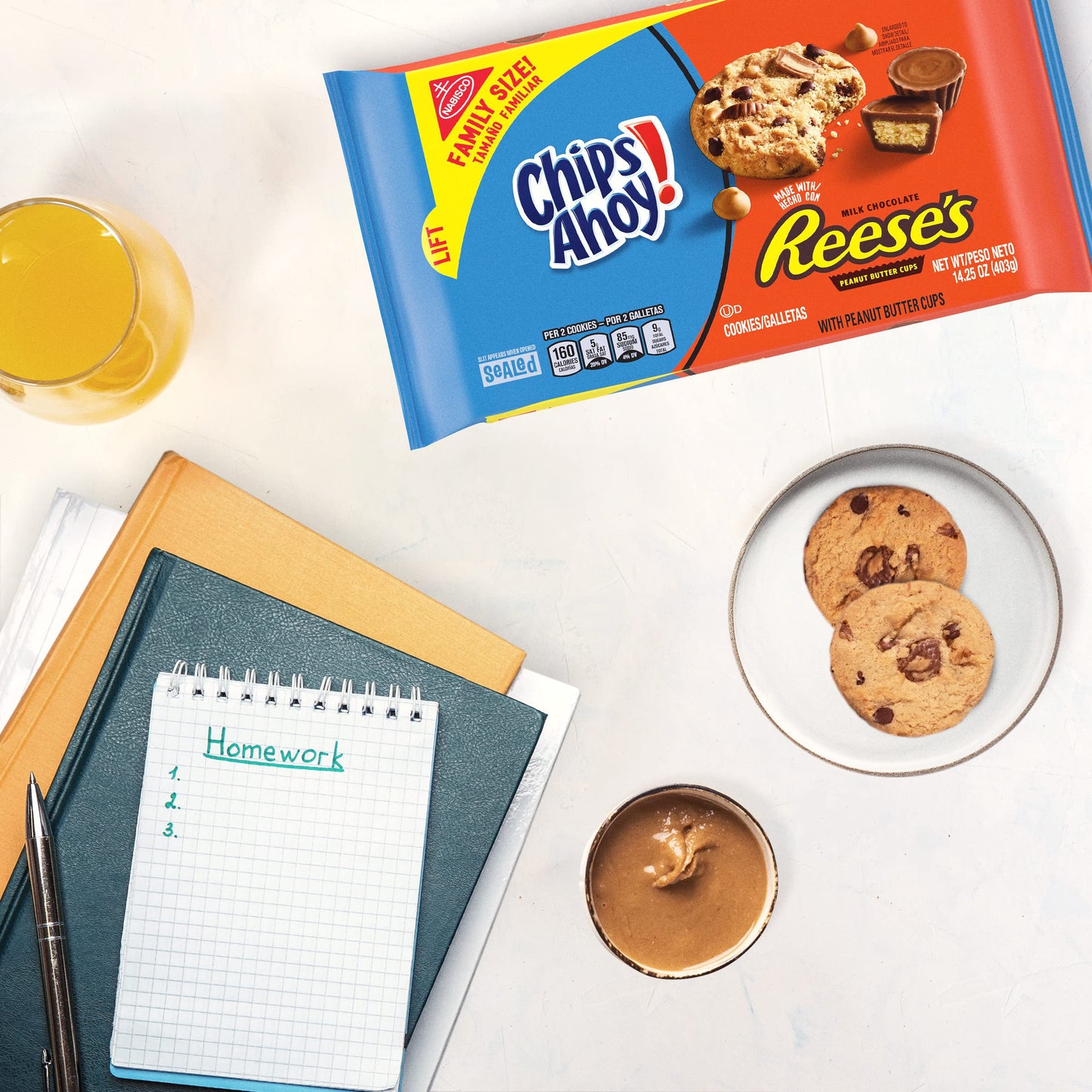 CHIPS AHOY! Reese's Peanut Butter Cup Cookies, 14.25 oz Resealable Pouch for Picnics, Camping, and Park Snacking
