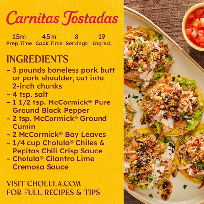 Cholula Chili Crisp Chiles & Pepitas – Clean-Ingredient Flavor Topping for Guilt-Free Family Meals, 8 oz
