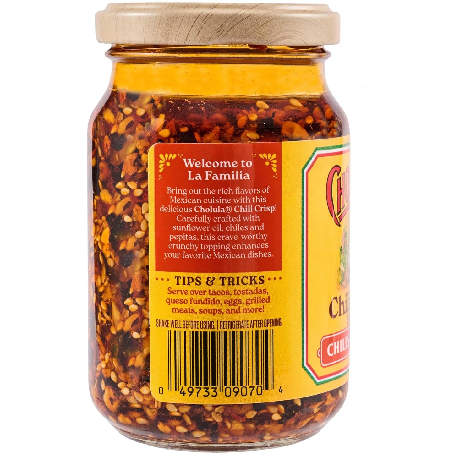 Cholula Chili Crisp Chiles & Pepitas – Clean-Ingredient Flavor Topping for Guilt-Free Family Meals, 8 oz