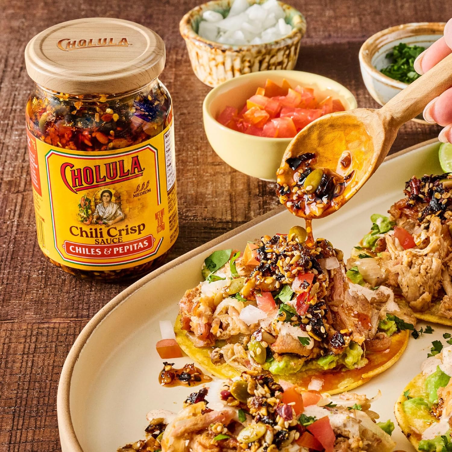 Cholula Chili Crisp Chiles & Pepitas – Clean-Ingredient Flavor Topping for Guilt-Free Family Meals, 8 oz