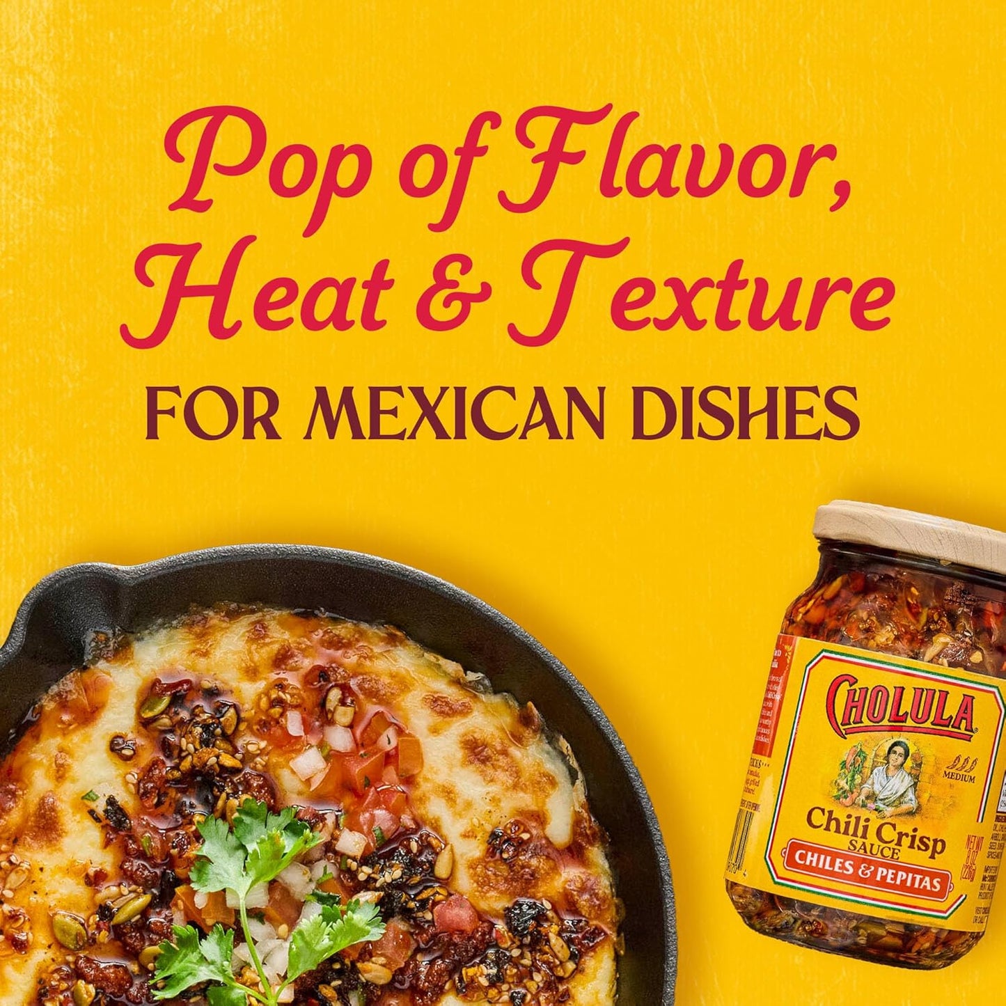 Cholula Chili Crisp Chiles & Pepitas – Clean-Ingredient Flavor Topping for Guilt-Free Family Meals, 8 oz