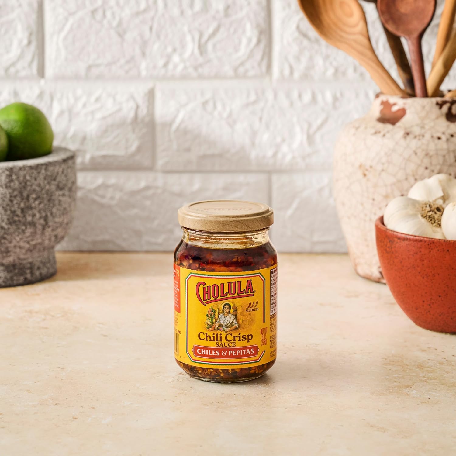Cholula Chili Crisp Chiles & Pepitas – Clean-Ingredient Flavor Topping for Guilt-Free Family Meals, 8 oz