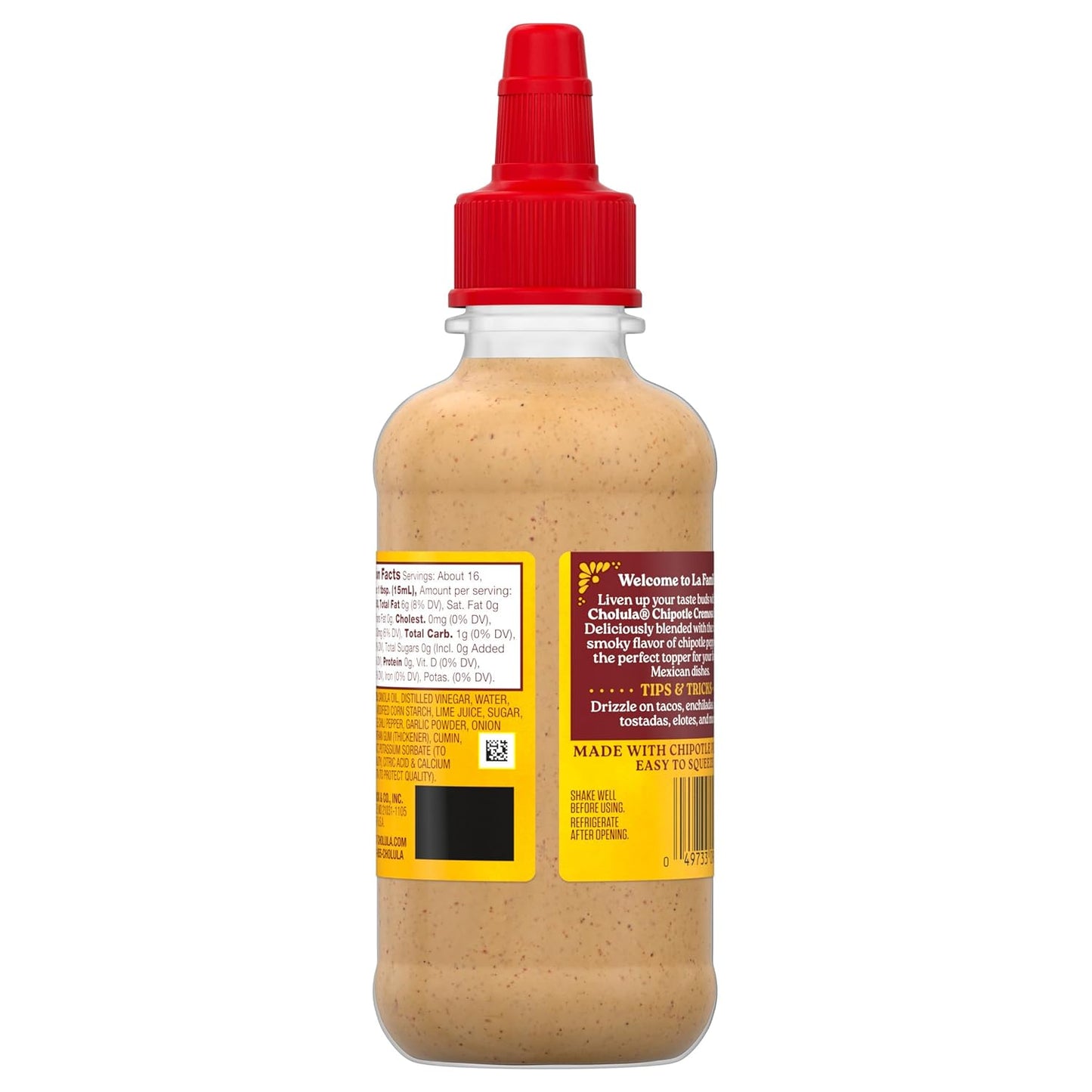 Cholula Chipotle Cremosa Sauce – Backyard Taco Bar Essential for Outdoor Grilling Season, 8 fl oz Squeezable Bottle