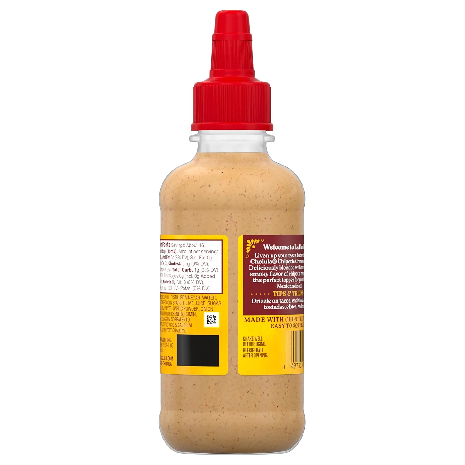 Cholula Chipotle Cremosa Sauce – Backyard Taco Bar Essential for Outdoor Grilling Season, 8 fl oz Squeezable Bottle