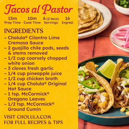 Cholula Cilantro Lime Cremosa Sauce – Backyard Taco Bar Topping for Cookouts & Grilling Nights, 8 fl oz Squeezable