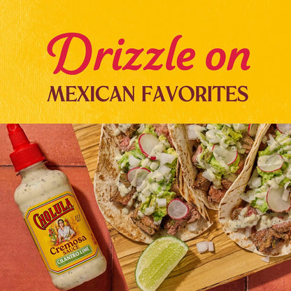 Cholula Cilantro Lime Cremosa Sauce – Backyard Taco Bar Topping for Cookouts & Grilling Nights, 8 fl oz Squeezable