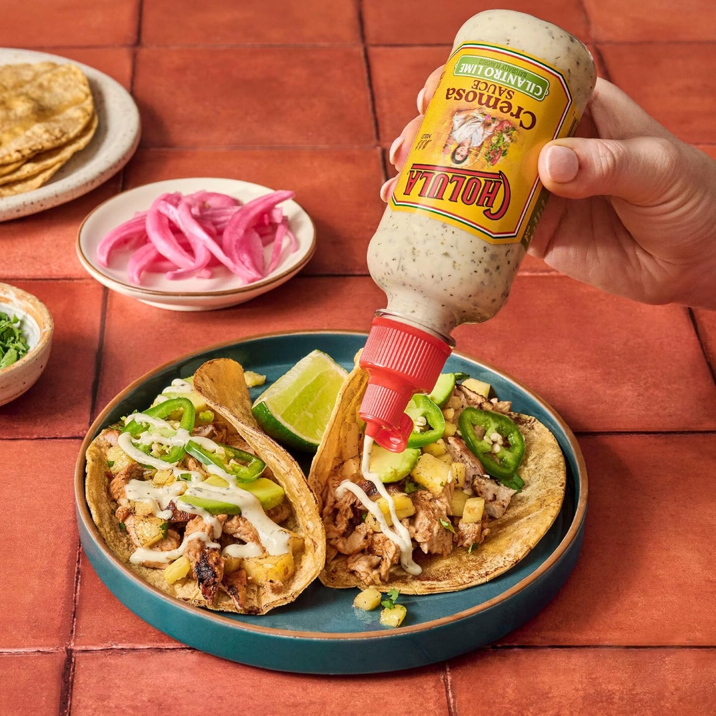 Cholula Cilantro Lime Cremosa Sauce – Backyard Taco Bar Topping for Cookouts & Grilling Nights, 8 fl oz Squeezable