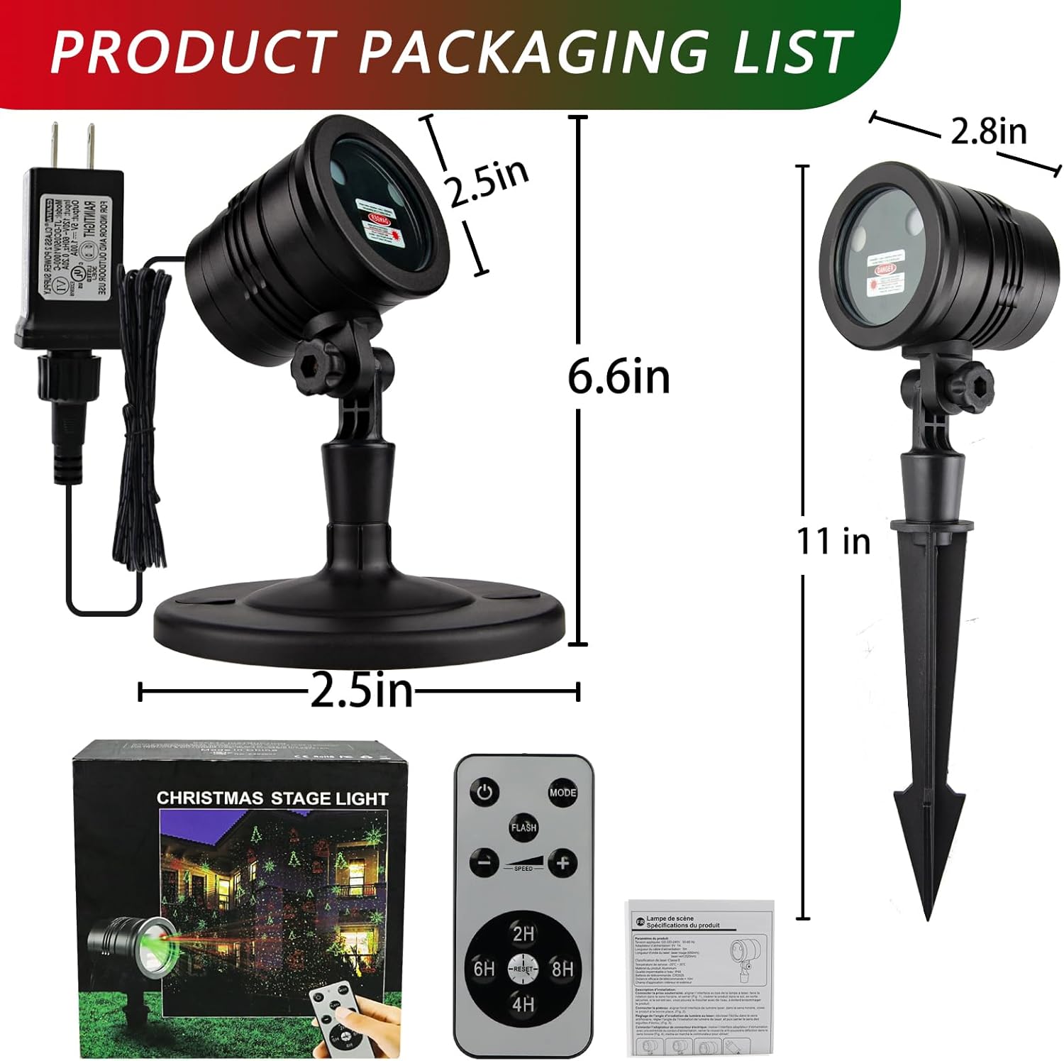 Christmas Laser Light Projector – Cozy Holiday Accent for Living Room, Bedroom and Entryway, Red Green Pattern Ambient Decor