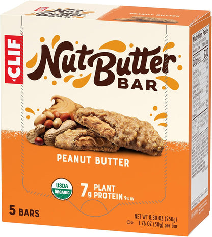 CLIF Nut Butter Bar Peanut Butter – Mid-Morning Office Snack to Beat the Slump, 5-Pack