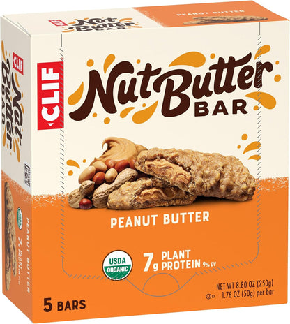 CLIF Nut Butter Bar Peanut Butter – Mid-Morning Office Snack to Beat the Slump, 5-Pack