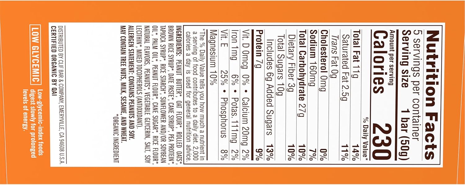 CLIF Nut Butter Bar Peanut Butter – Mid-Morning Office Snack to Beat the Slump, 5-Pack