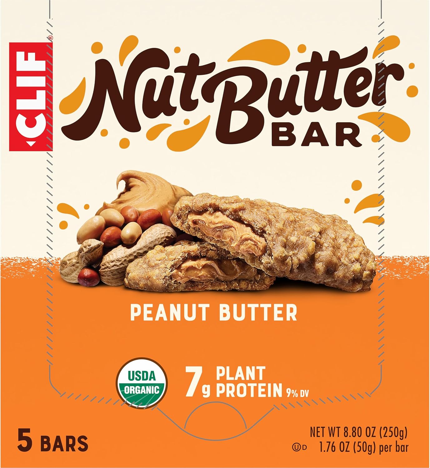 CLIF Nut Butter Bar Peanut Butter – Mid-Morning Office Snack to Beat the Slump, 5-Pack