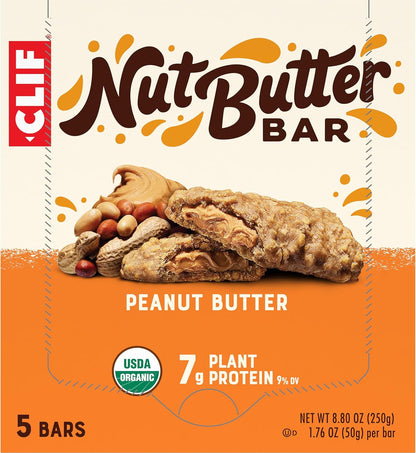 CLIF Nut Butter Bar Peanut Butter – Mid-Morning Office Snack to Beat the Slump, 5-Pack