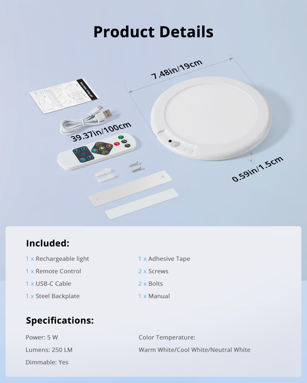 Combuh Motion Sensor Ceiling Light Battery Powered – Hands-Free Hallway and Staircase Safety Light for Elderly Fall Prevention